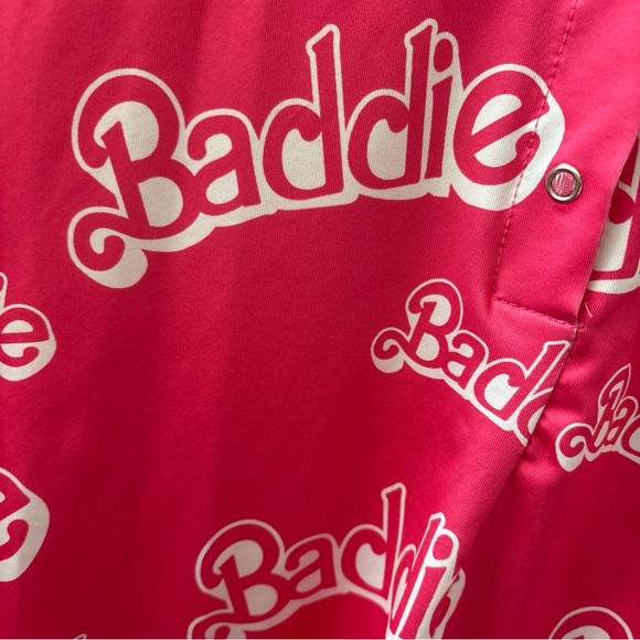 Baddie One Piece Romper Shorts Jumpsuit L Pink Stretchy Spandex *missing snap - Picture 6 of 8